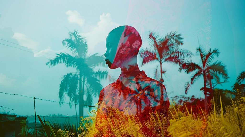 A result from Midjourney for the prompt "abstracted colonial subject of photography" from May 2024